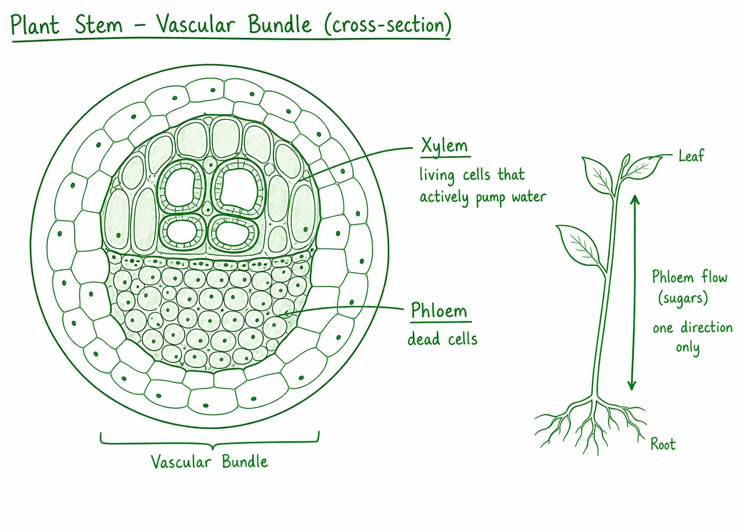 Diagram critique, spot the errors in this plant vascular tissue description