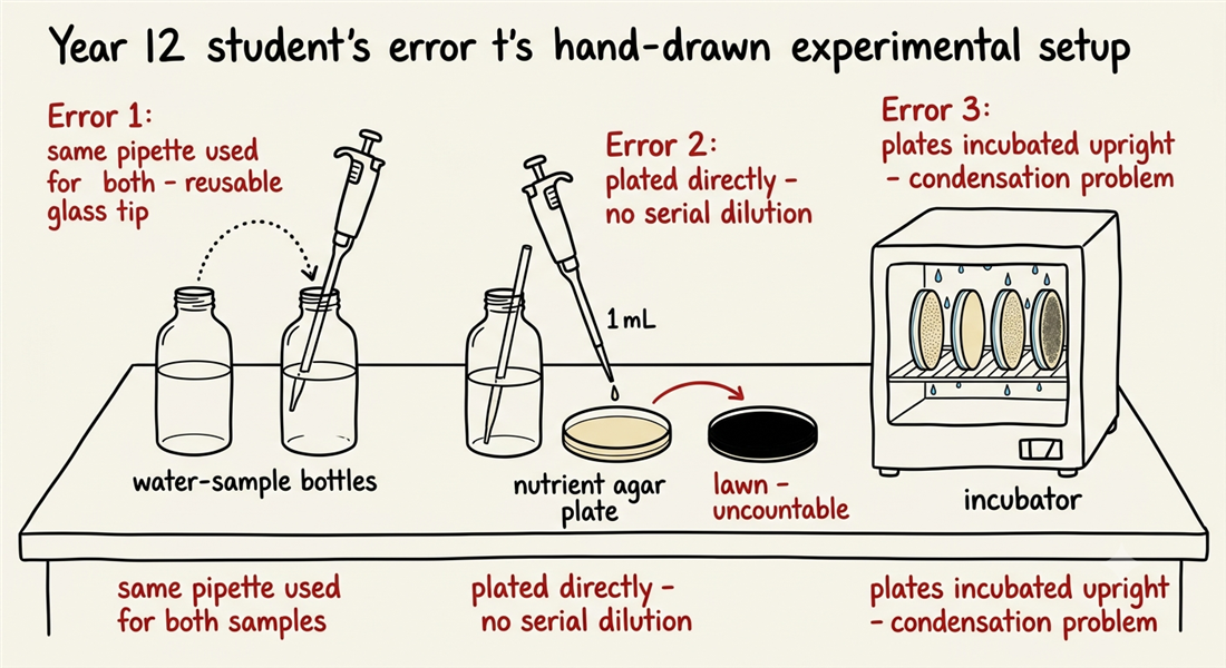 Student experimental setup with errors