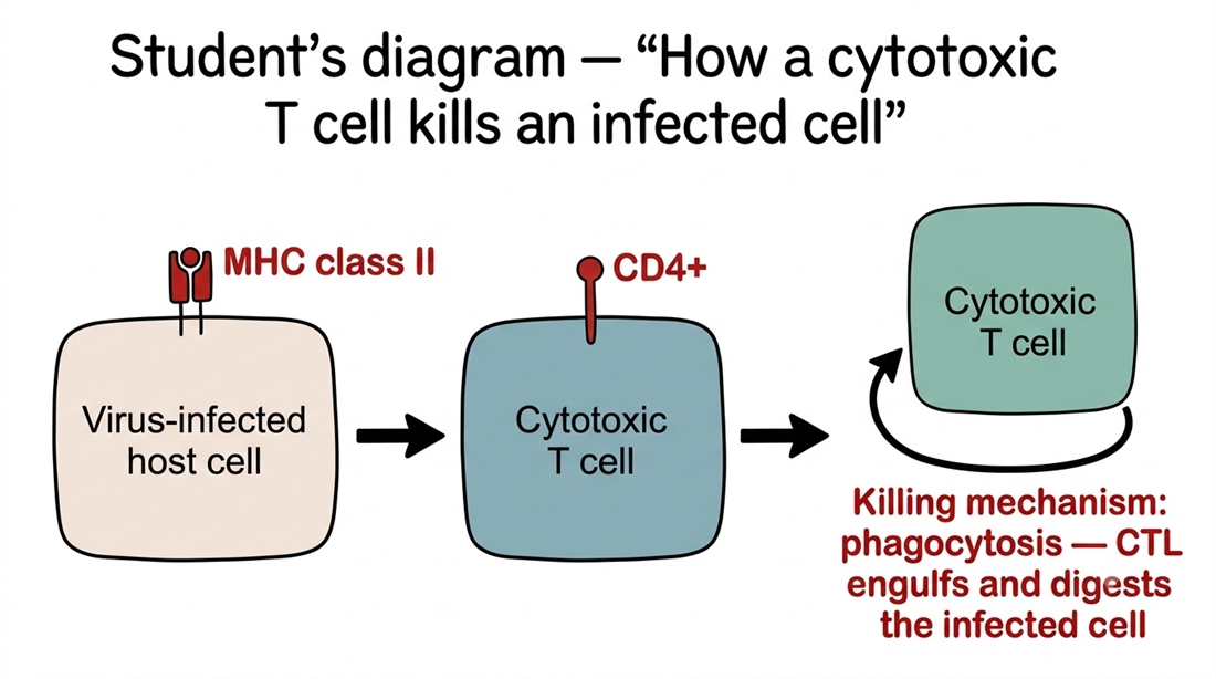 Cytotoxic T cell killing diagram with errors