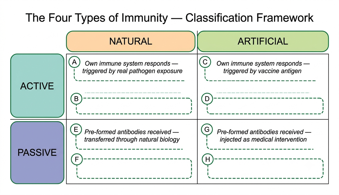 Four types of immunity — classification grid