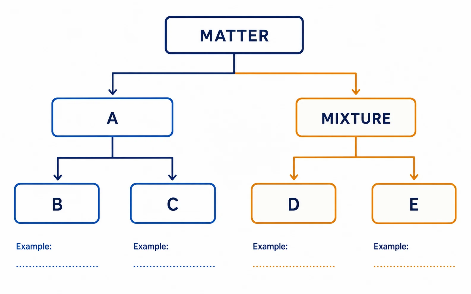 Label the matter classification tree