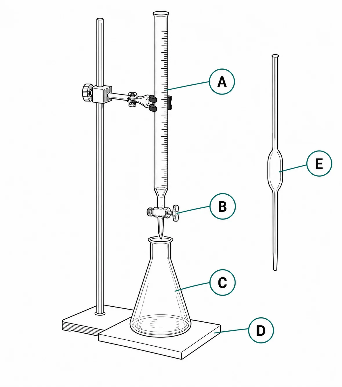 Label the titration apparatus