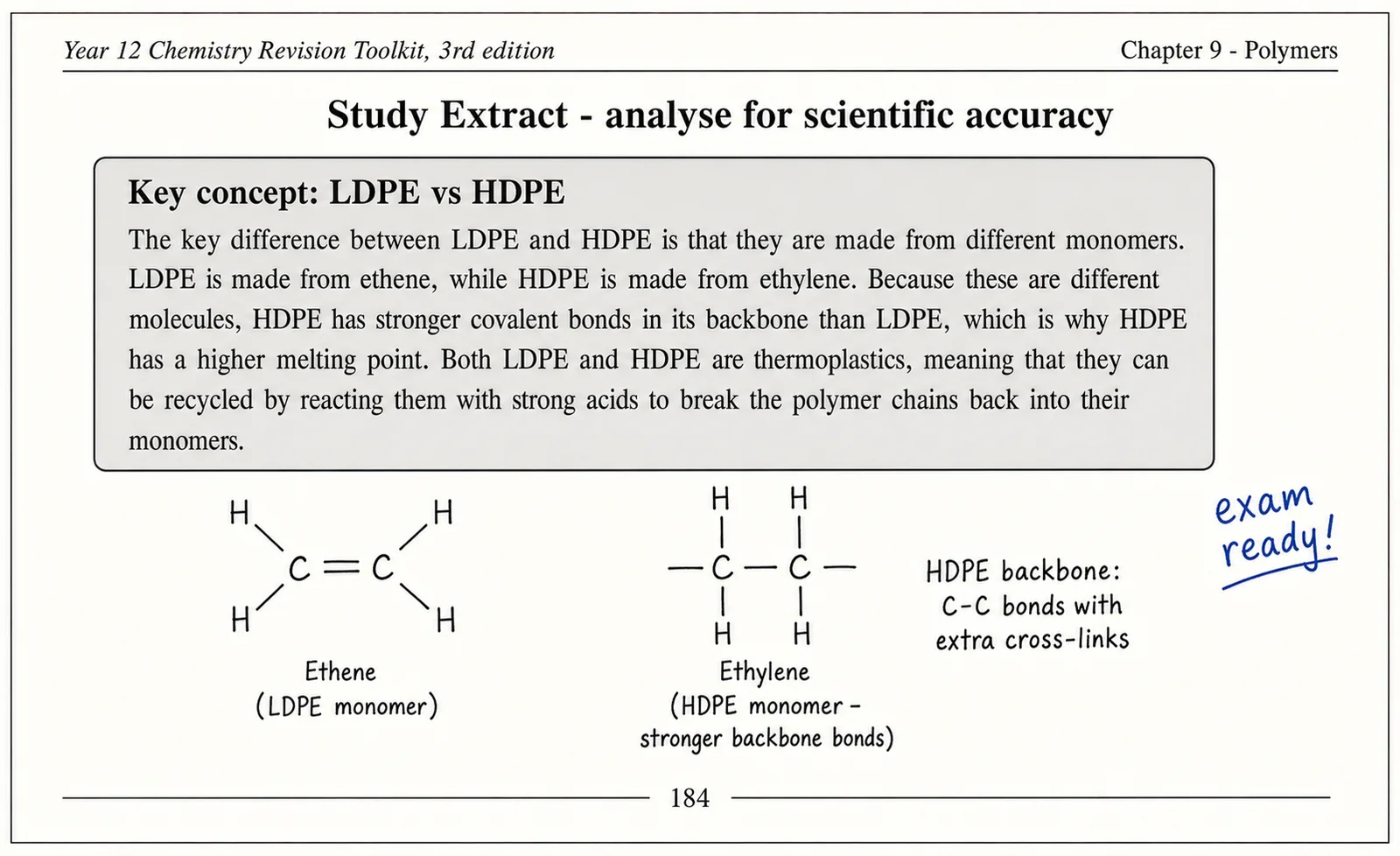 Source critique — evaluate a textbook claim about polymer properties (Band 5–6)